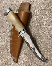 Custom Made By Fish - Hunting Knife Fixed Blade Bone Handle - 9” Overall - Nice picture