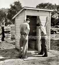 Outhouse One Holer, Vintage 1930s Rural Americana Bathroom depression farm photo picture