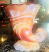 Vintage Bohemian Candy Corn Swirling Artist Horn of Plenty Home Decor Glass Jar picture