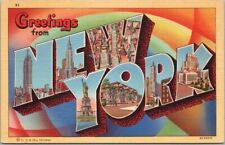 1934 NEW YORK Large Letter Postcard Multi-View / Colorful CURTEICH Linen -Unused picture