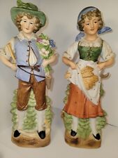 Antique German Bisque Porcelain 12 Inch Girl And Boy Figures  picture