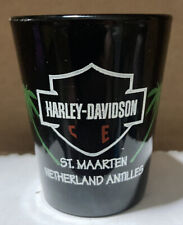 HARLEY DAVIDSON SHOT GLASS PALM TREES ST.MAARTEN NETHERLAND ANTILLES picture