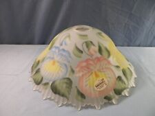 NOS Large Reverse Painted Lamp Shade w/ Ribbed Design - Pink Blue Yellow Pansies picture