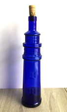 90 + Cellars Cobalt Blue Glass Lighthouse Shaped Empty Nautical Wine Bottle picture