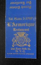 1950s L' Armorique Restaurant French Cuisine Marcel 246 East 54th St. NYC NY MB picture