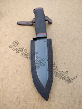 LOM HANDMADE CARBON STEEL BLACK MICARTA CAMPING OUTDOOR BOWIE KNIFE WITH SHEATH picture