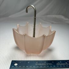 Vintage Fenton Pink Frosted Satin Glass Umbrella Trinket Candy Dish Bowl picture