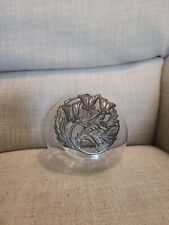 Vintage METZKE Glass Potpourri Jar with Floral Pewter Lid Dated 1989 picture