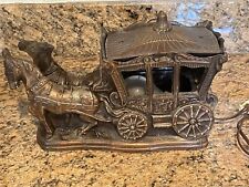 Rare OOAK Bronze Cast Iron Roman Horse & Carriage Lamp picture