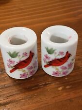 2 Vintage 1977 Cardinal Heavy Ceramic Candle Holders, Spencer Gifts Japan EUC picture