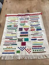 Vintage Mid Century European Moroccan Sampler Embroidery Fringed  picture
