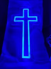 The Cross Blue Neon LED wall window light lighting Life Group,Prayer Meeting etc picture