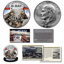 WWII D-DAY Normandy 80th Anniversary 1944-2024 IKE U.S. $1 Coin & Trading Card picture