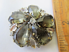 Czech Vintage Style Glass Rhinestone Button   Outstanding    Crystal & Grey picture