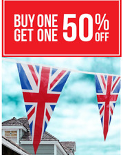 10 Metre's Ve Day Bunting D-Day Decorations Remembrance Union Jack Flags Bunting picture