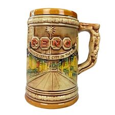 Vintage German Style Ceramic Beer Stein Mug  RENO The Biggest Little City picture