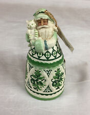 JIM SHORE 2004 Heartwood Creek CHRISTMAS BELL GREEN TOILE with Cat With Tag picture