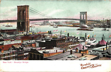 1908 Advertising Greenfield's Chocolate Brooklyn Bridge New York Harbor Postcard picture
