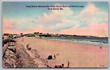 Long Beach Sea Wall Dover Bluff Nubble Light York Maine Shoreline Ocean Postcard picture