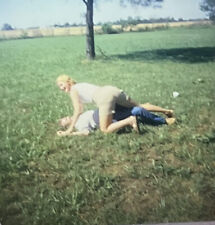 Vintage ￼35mm SLIDE 1984 Lady Wrestling With Guy In The Grass￼ picture