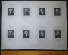 x RARE - Engraved Print - United States Presidents Portraits to Van Buren 1837 picture