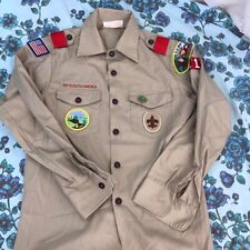 Vintage Cub Scouts BSA Khaki Cotton Uniform Shirt Youth Patches and Green pants picture