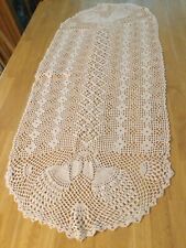 Vintage Hand Crocheted Table Topper Dresser scarf 20x48” Hippie Chic retro craft picture