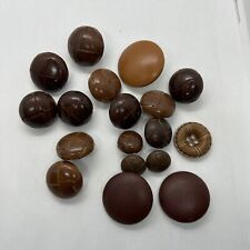 lot of 18 vintage leather And Faux Leather buttons crafts sewing Costumes picture
