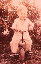 35 MM Color Slides Vintage Little Boy on Tricycle Sepia #8 picture