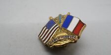 WWII French & USA Allied Flags France Forever Pin GREAT SHAPE picture