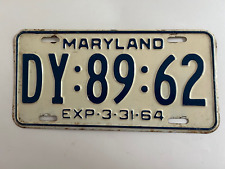 1964 Maryland License Plate All Original Paint picture