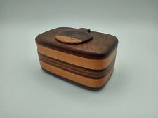 Vintage Wooden Trinket Jewelry Keepsake Box, Signed picture