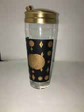 Vintage Glass Cocktail Shaker W/ Black & Gold Celestial Design picture