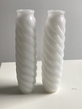 Vintage Twisted Milk Glass Lamp Shaft Neck Column Parts Set of 2 picture