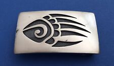 Vintage Signed Sun Native Weaver Selina ? Sterling Silver Bear Claw Belt Buckle picture