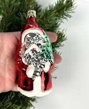 Vintage West Germany Mercury Glass Christmas Ornament Santa with Christmas Tree picture
