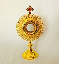 Monstrance Brass Gold Plated Relic Ostensorium Church Chapel Altar Gift USNP16 picture