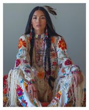 GORGEOUS YOUNG NATIVE AMERICAN LADY FANCY CLOTHING 8X10 FANTASY PHOTO picture