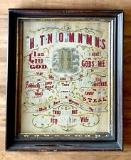 Large Victorian Paper Punch Sampler THE TEN COMMANDMENTS Exodus 20:1-17 framed picture