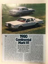 LincolnArt63 Article History 1980 Lincoln Continental Mark VI Aug 1979 4 page picture
