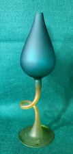 Vintage 1960s Tri-color Hand Blown Art Glass Studio Oil Lamp Blue Green/... picture