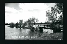 Hampton Iowa IA c1940s RPPC Old Beeds Lake State Park Dam area Bridge & Trailway picture