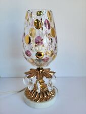Vintage Czech Bohemia Crystal Glass Coin Dot Lamp with Crystals picture