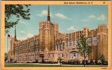 Middletown NY-New York, High School Building, c1948 Vintage Souvenir Postcard picture