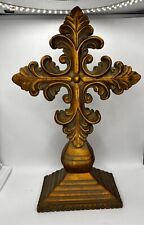 ViTG Ornate Baroque Cross Sculpture Resin 14 In Tall,  Religion Freestanding picture