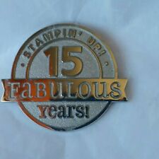 Stampin' Up 15 Fabulous Years Lapel Pin Rubber Stamps Scrapbook Supplies MLM picture
