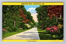 Marshfield WI-Wisconsin, General Greetings, Scenic Highway, Vintage Postcard picture