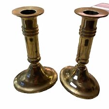 Vintage PAIR OF OLD Brass Candlestick HOLDERS 6 INCH Made In Korea picture