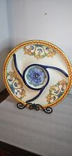 Authentic LARGE MEXICAN ALBA TALAVERA ROUND DIVIDED POTTERY PLATE, SERVING DISH, picture