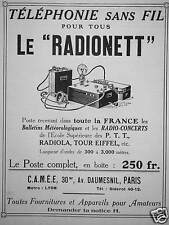 1923 RADIONETT WIRELESS TELEPHONE ADVERTISEMENT FULL STATION RADIOLA P.T.T picture